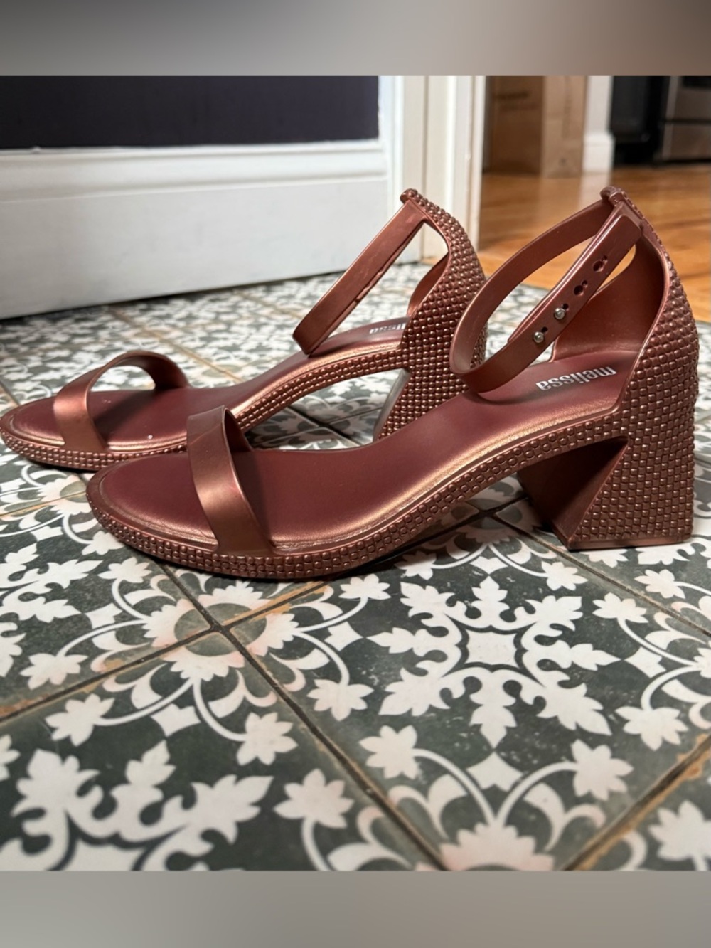 MELISSA Women's Brown/Copper Block Heel Sandals